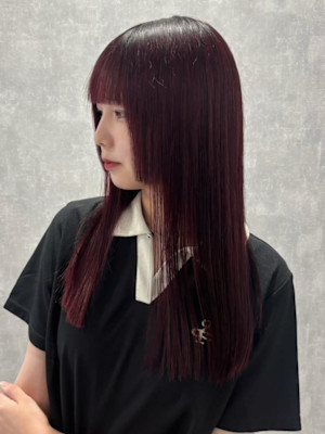 顔周りカット ダブルカラー チェリーブラウン 髪質改善 艶髪