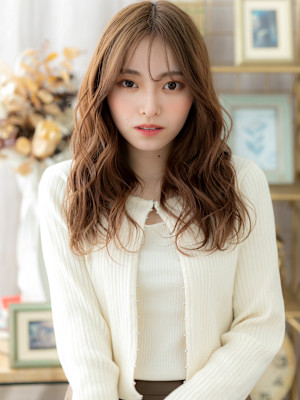 韓国巻きラフウェーブバタフライレイヤーカット　モカブラウンb