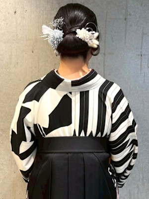 お団子 袴 卒業式 アップスタイル 着付け ヘアアレンジ 