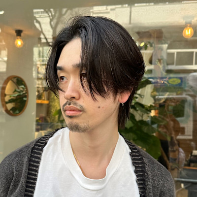 メンズ縮毛矯正で作る　大人の色気センターパートウルフ