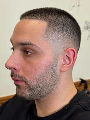 Buzz cut with high skin fade 