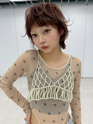 大人ショート 小顔 丸み ナチュラルブラウン