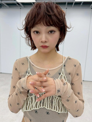 大人ショート 小顔 丸み ナチュラルブラウン
