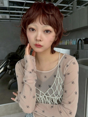 大人ショート 小顔 丸み ナチュラルブラウン