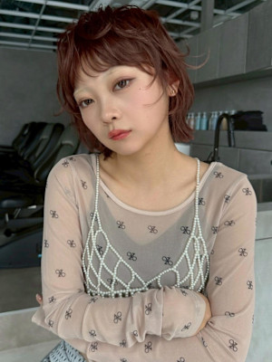 大人ショート 小顔 丸み ナチュラルブラウン