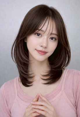 韓国風レイヤーミディ×髪質改善ツヤカラー静岡藤枝韓国風ヘア