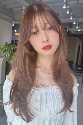 透明感カラー×髪質改善レイヤーロング静岡静岡駅韓国風レイヤー