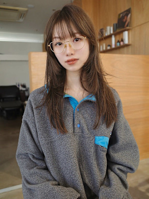 ウルフレイヤーハッシュカットココアブラウン