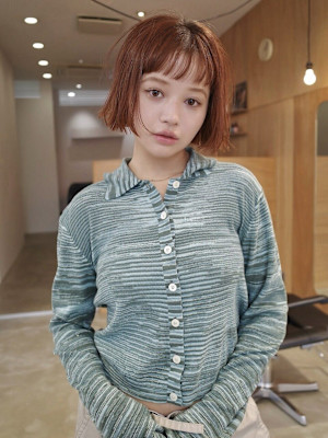 ケアブリーチボブウルフレイヤーココアブラウン