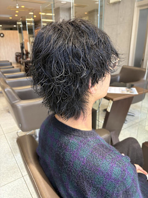 メンズ波巻きウルフパーマ