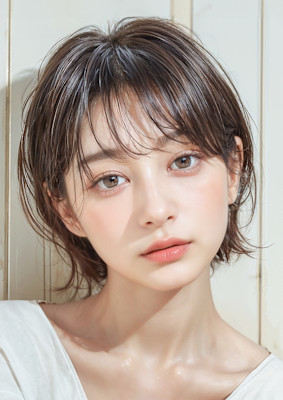 20代30代40代　ツヤ感耳かけショート