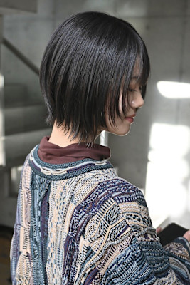 ボブウルフレイヤーハッシュカットココアブラウン