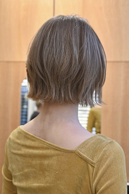 ボブウルフレイヤーハッシュカットココアブラウン