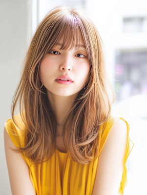 ミルクティーベージュの韓国風レイヤー