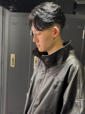 センターパート×ニュアンスパーマ×フェザーパーマ×men's