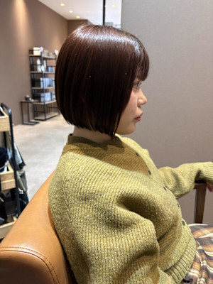 20代⭐チェリーレッドブラウン　ボブ