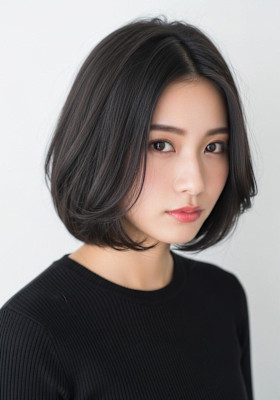 レイヤーボブ/ダークアッシュベース/可愛いボブカット/耳かけ