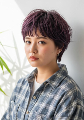 シャギーカット/ダークパープル/大人かわいい/ボーイッシュ系