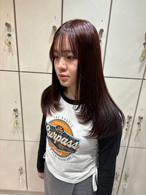 ピンクブラウンレイヤーカット×山本かほ