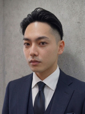 ビジネスマン向けツーブロック×かきあげスタイル