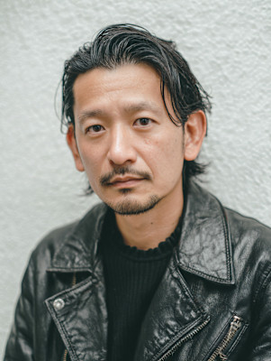 前髪長めのオールバックパーマ