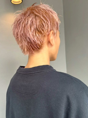 ブリーチ メンズショート ミルクティーピンクベージュ 20代