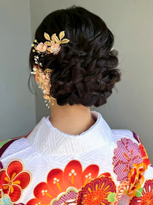 編みこみ お団子ヘアセット 20代 シニヨン アップスタイル