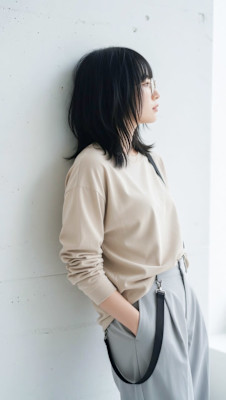 骨格補正レイヤー☆黒髪でも重くない！透け感ミディアム