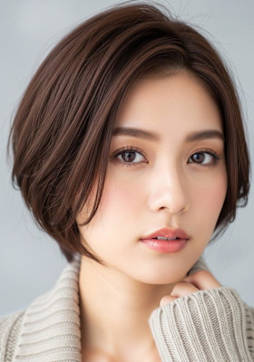 ナチュラルショート/ミルクブラウン/可愛いボーイッシュボブ