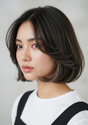 レイヤーボブ/ダークアッシュ/ミルクブラウン/インナーカラー