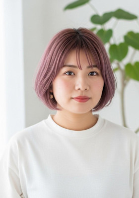 シャギーショート/ローライトカラーピンクミルクティ系/可愛い