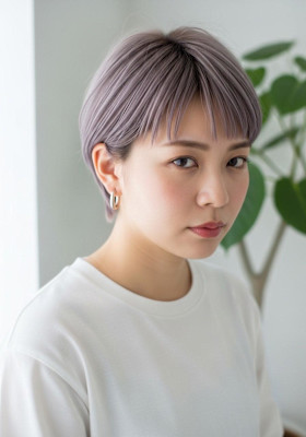 レイヤーボブ/モカブラウン/耳かけボブカット/ボーイッシュ系