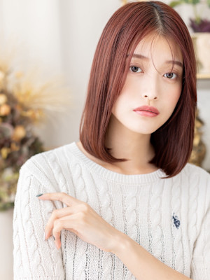 シンメトリーローズブラウン切りっぱなしボブディモカブラウンb