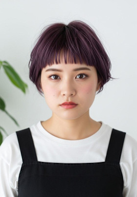 シャギーショート/ダークパープル/可愛いショート/ぱっつん