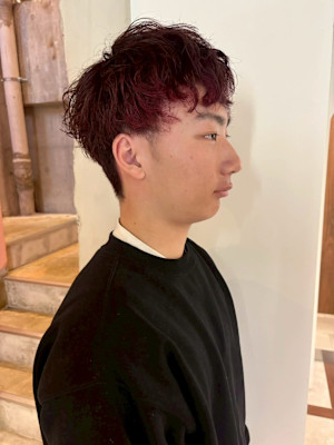 癖毛×レッドカラー