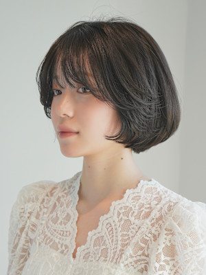 丸みショート・ボブ/丸顔/前髪あり/絶壁解消/20代/30代