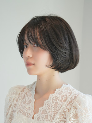 丸みショート・ボブ/丸顔/前髪あり/絶壁解消/20代/30代