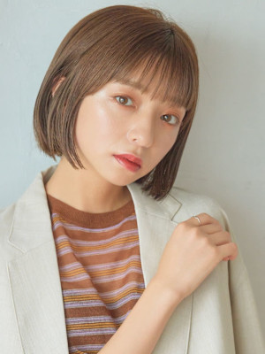 シアーバングの丸みボブ