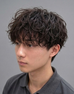 メンズパーマ（シークレットパーマ：全部巻かない）