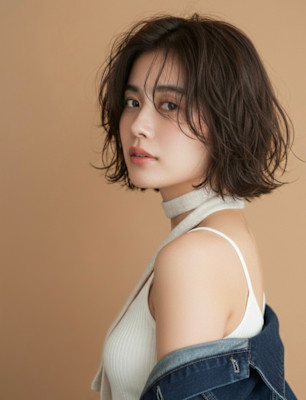 こなれた大人ニュアンスパーマボブ