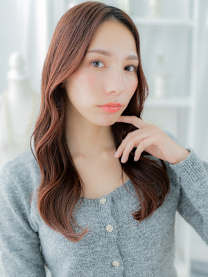 大人美人ブリーチなしダークパープルレイヤーカット　韓国巻きb