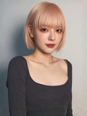 ハイトーンカラー 切りっぱなしボブ ボブレイヤー ブリーチ