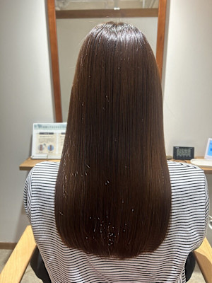 レイヤーロング/ハッシュカット/シルキーベージュ/鶴舞/髪質