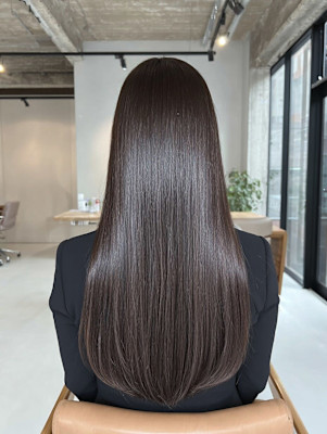 レイヤーロング/ハッシュカット/シルキーベージュ/鶴舞/髪質