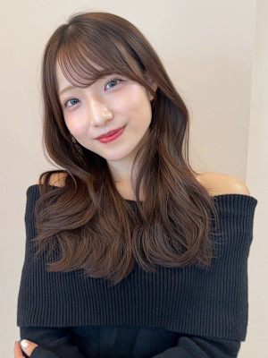 ブラウンベージュカラー 透明感カラー 顔周りカット 艶髪