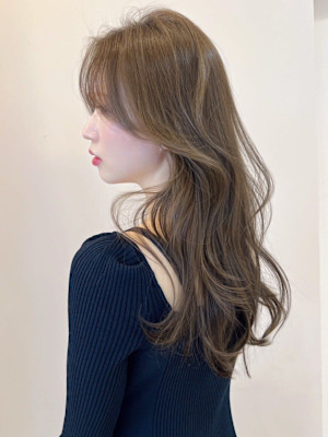 くびれ巻き 韓国ヘア ブラウンベージュ 透明感カラー 美髪