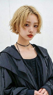 首元スッキリ！小顔を叶える大人カジュアルなブロンドボブ