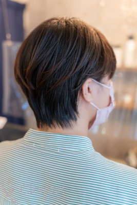 ♪オリーブグレー小顔レイヤーカットクラゲヘアーココアベージュ