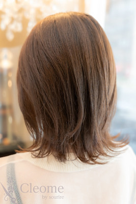 ♪オリーブグレークラゲヘアーココアベージュ小顔レイヤー黒髪