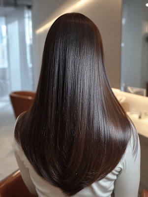 レイヤーロング/ハッシュカット/シルキーベージュ/鶴舞/髪質